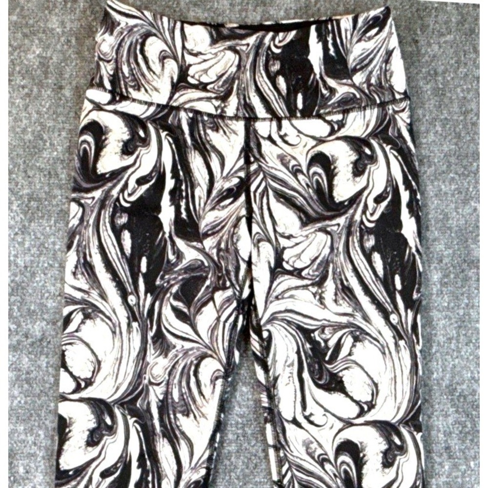 Victoria Sport Knockout Leggings Womens Small Black White Marble Swirl High Rise